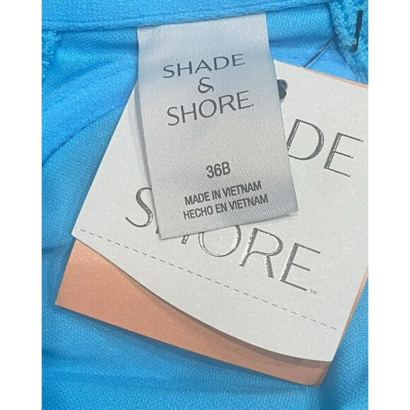 Shade And Shore Bikini Top 36B Cheeky Bottom Large Jacquard Textured Blue NWT - Picture 11 of 13